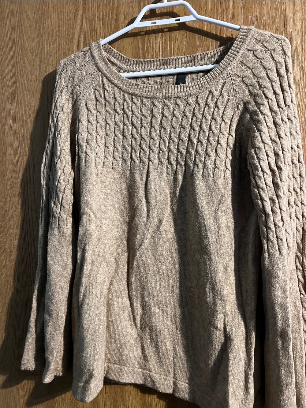 Classic Cable-Knit Women's Sweater in Light Beige